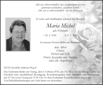 Traueranzeige von Maria Michel 