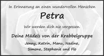 Traueranzeige von Petra Wolf 