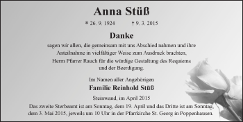 Traueranzeige von Anna Stüß 