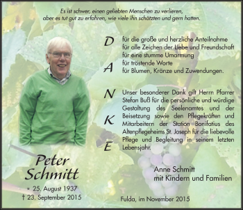 Traueranzeige von Peter Schmitt 