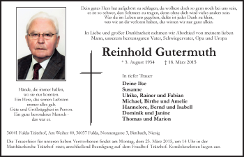 Traueranzeige von Reinhold Guthermuth 