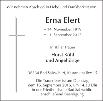 Traueranzeige von Erna Elert 