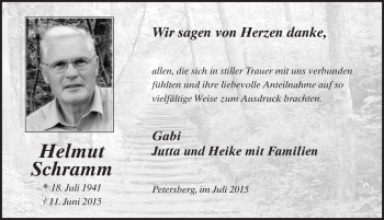 Traueranzeige von Helmut Schramm 