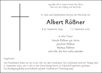 Traueranzeige von Albert Rößner 
