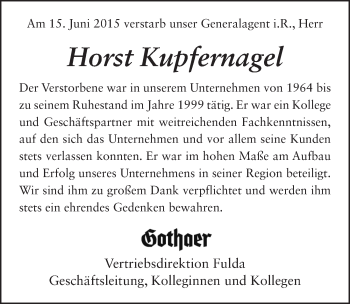 Traueranzeige von Horst Kupfernagel 
