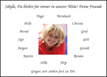 Traueranzeige von Sibylle Rebell 