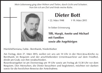 Traueranzeige von Dieter Bott 