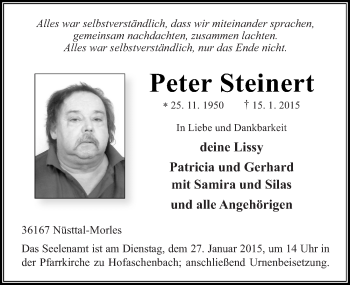 Traueranzeige von Peter Steinert 