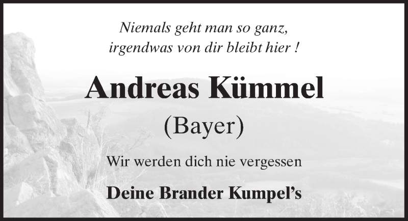  Traueranzeige für Andreas Kümmel vom 18.06.2015 aus 