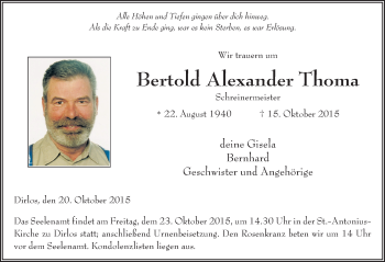 Traueranzeige von Bertold Alexander Thoma 