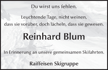 Traueranzeige von Reinhard Blum 