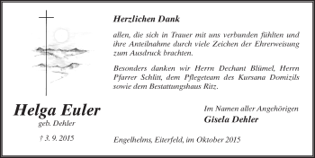 Traueranzeige von Helga Euler 