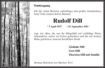 Traueranzeige von Rudolf Dill 