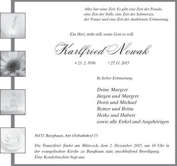 Traueranzeige von Karlfried Nowak 