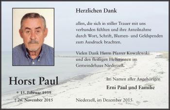 Traueranzeige von Horst Paul 