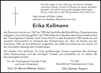 Traueranzeige von Erika Kollmann 
