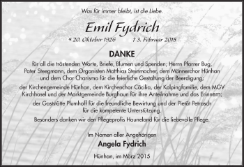 Traueranzeige von Emil Fydrich 
