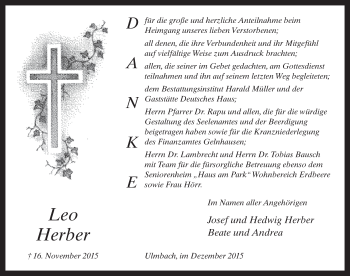 Traueranzeige von Leo Herber 