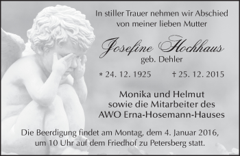 Traueranzeige von Josefine Hochhaus 