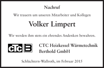 Traueranzeige von Volker Limpert 