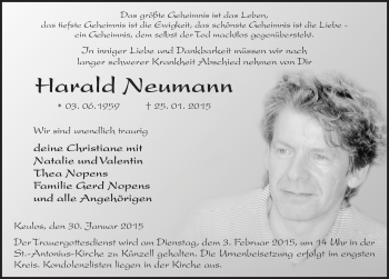Traueranzeige von Harald Neumann 