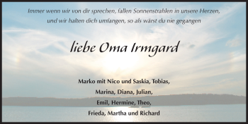 Traueranzeige von Irmgard Ditzel 