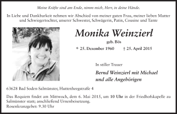 Traueranzeige von Monika Weinzierl 