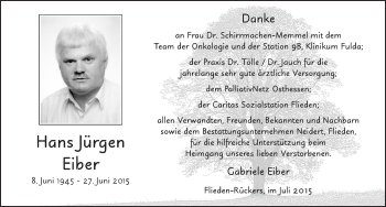 Traueranzeige von Hans Jürgen Eiber 