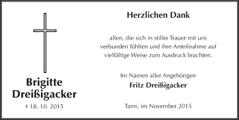 Traueranzeige von Brigitte Dreißigacker 