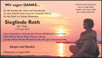 Traueranzeige von Sieglinde Roth 