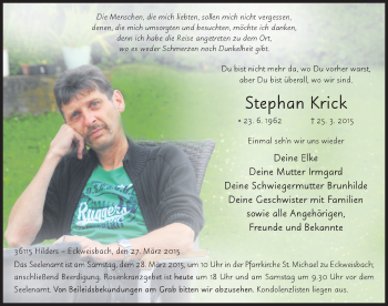 Traueranzeige von Stephan Krick 