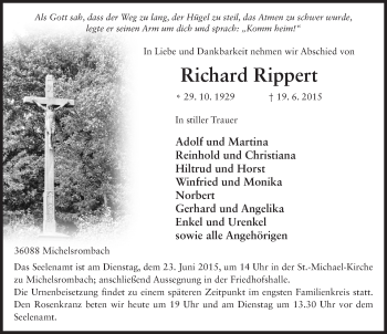 Traueranzeige von Richard Rippert 