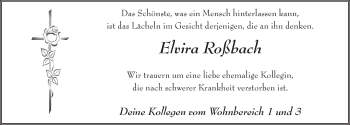 Traueranzeige von Elvira Roßbach 