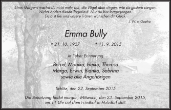 Traueranzeige von Emma Bully 