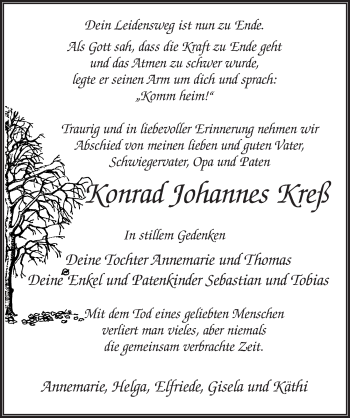 Traueranzeige von Konrad Johannes Kreß 