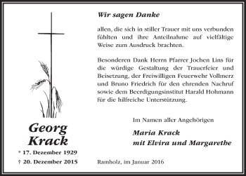 Traueranzeige von Georg Krack 