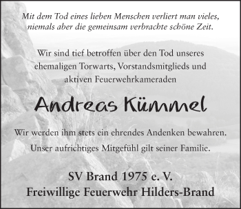 Traueranzeige von Andreas Kümmel 