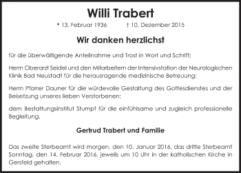 Traueranzeige von Willi Trabert 