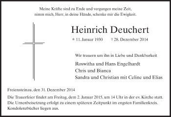Traueranzeige von Heinrich Deuchert 