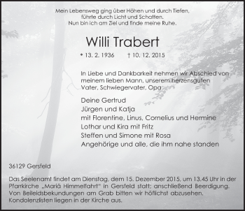 Traueranzeige von Willi Trabert 