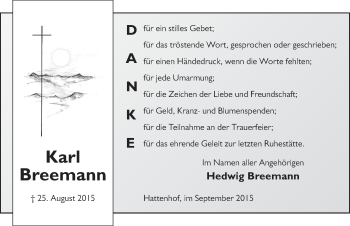 Traueranzeige von Karl Breemann 