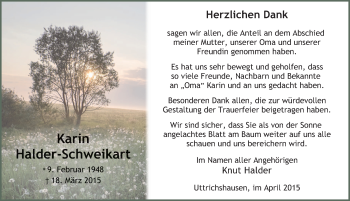Traueranzeige von Karin Halder-Schweikart 
