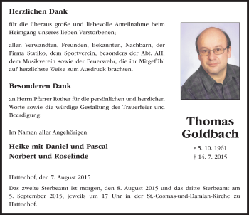 Traueranzeige von Thomas Goldbach 