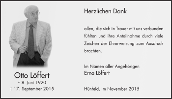 Traueranzeige von Otto Löffert 