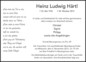 Traueranzeige von Heinz Ludwig Härtl 