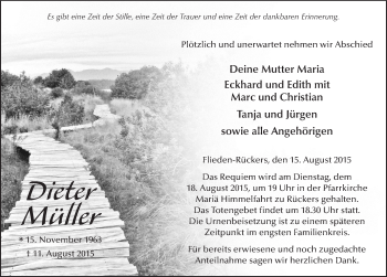 Traueranzeige von Dieter Müller 