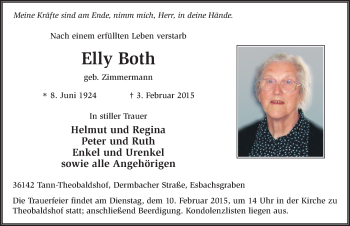 Traueranzeige von Elly Both 