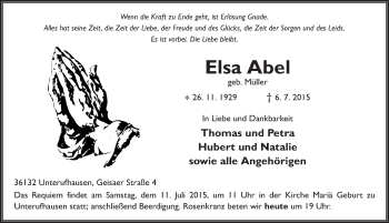 Traueranzeige von Elsa Abel 