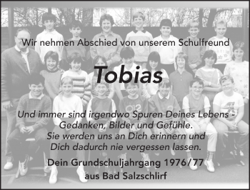 Traueranzeige von Tobias Pigulla 