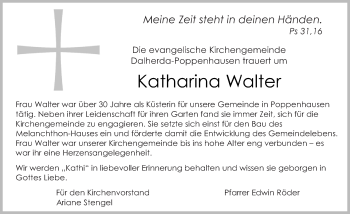 Traueranzeige von Katharina Walter 